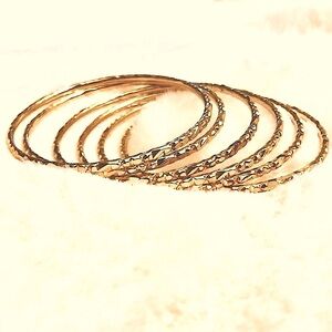 22 Carat Gold Plated Engraved Bangles (set of 6)
